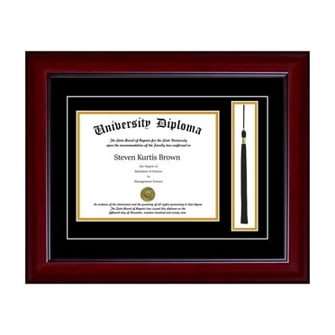 8 WIDE x 6 HIGH SIZE CUSTOMIZABLE DIPLOMA FRAME WITH TASSEL BLACKBLUE